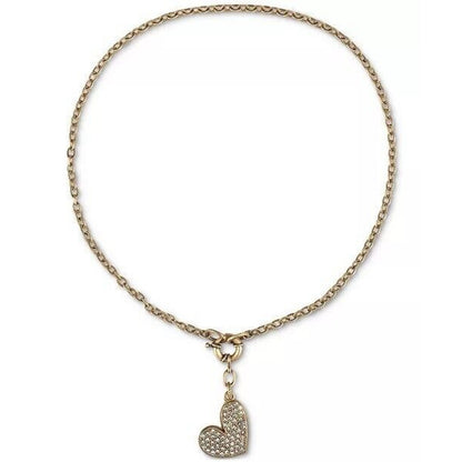 Patricia Nash Gold Tone Crystal Heart Pendant Necklace Stylish Fashion Chic Vday