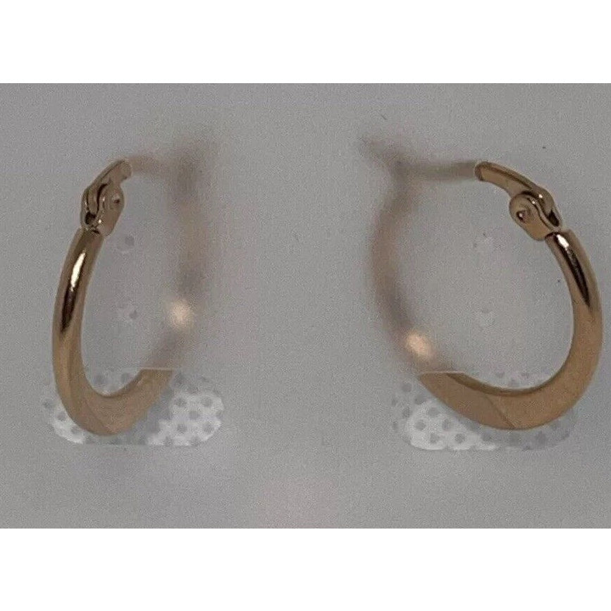 Gold Tone Stainless Steel Hoop Earrings 1" Fashion Everyday Wear Elegant Minimal