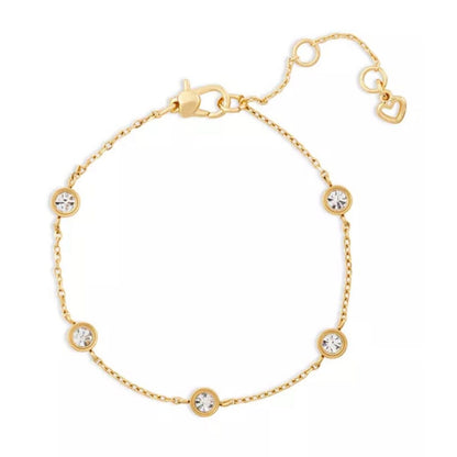 Kate Spade Gold Plated Crystal Station Bracelet CZ Chic Stunning Trendy Fashion