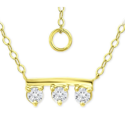 18K Gold Vermeil Triple CZ Necklace Chic Cocktail Party Elegant Fashion Stylish