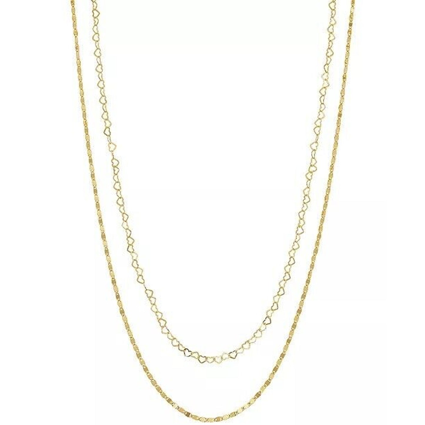 18K Gold Vermeil 'Endless Love' Layered Necklace Heart Detailing Stunning Vday