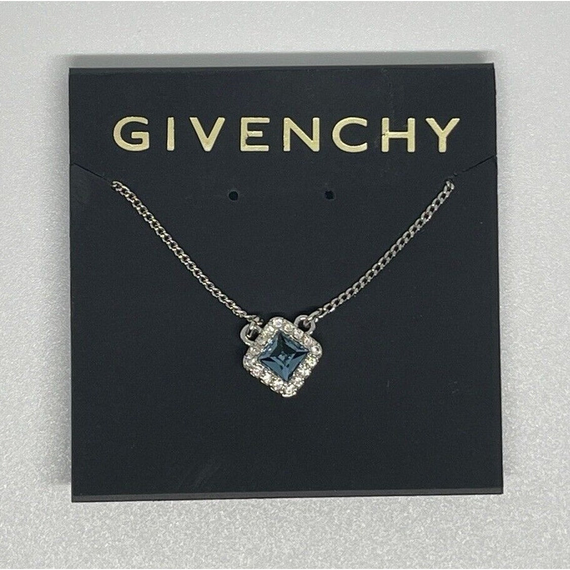 Givenchy Silver Plated CZ Necklace Luxury Chic Designer Fashion Style Trendy NWT