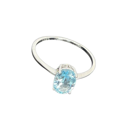 LUXY Gems Natural Blue Topaz Sterling Silver Ring (1.5 ct) Luxury Fashion (Sz 7)