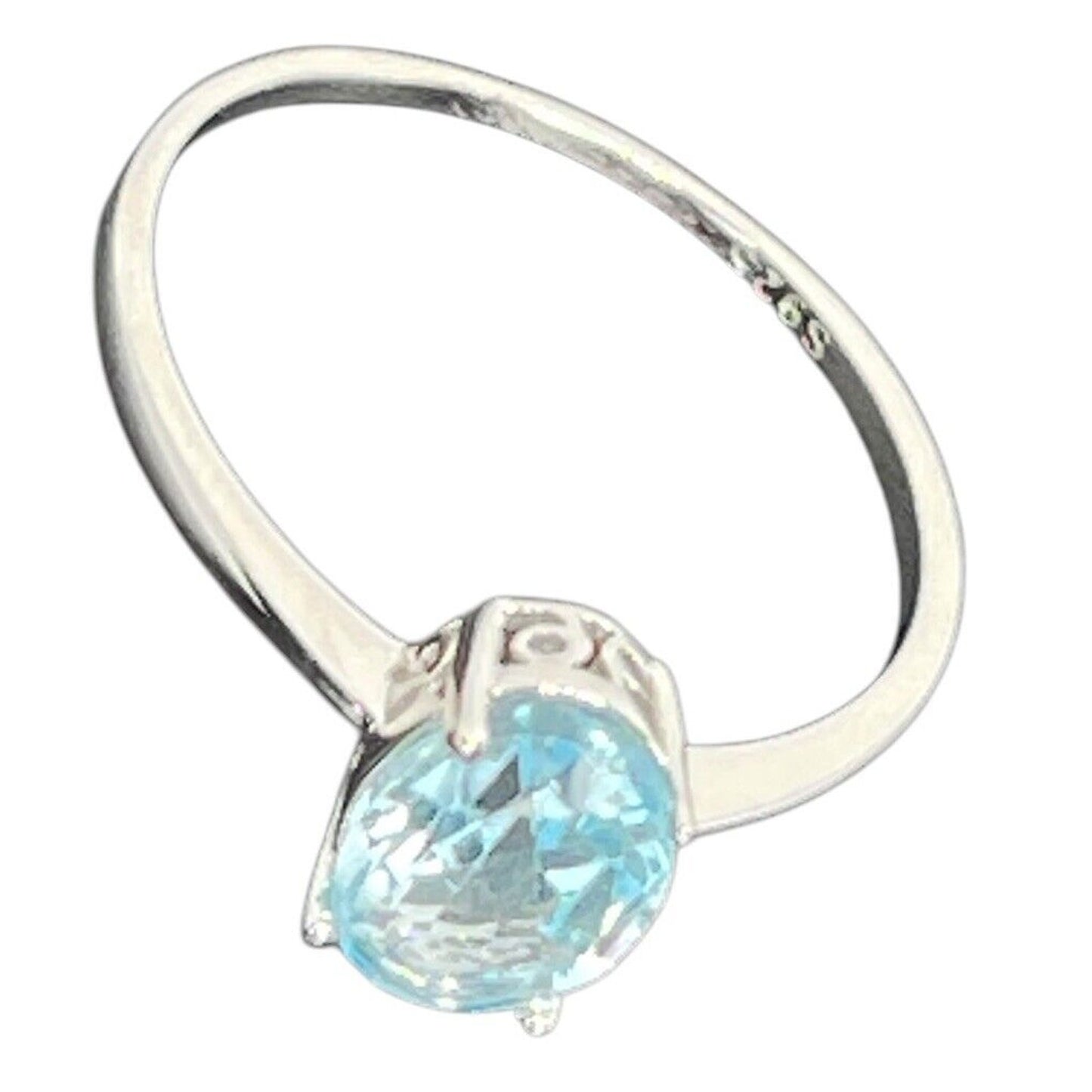 LUXY Gems Natural Blue Topaz Sterling Silver Ring (1.5 ct) Luxury Fashion (Sz 8)