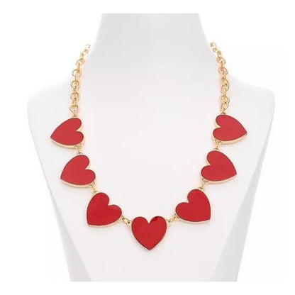 Gold Tone Heart Charm Necklace Chic Stylish Fashion Trendy Statement NWT Vday