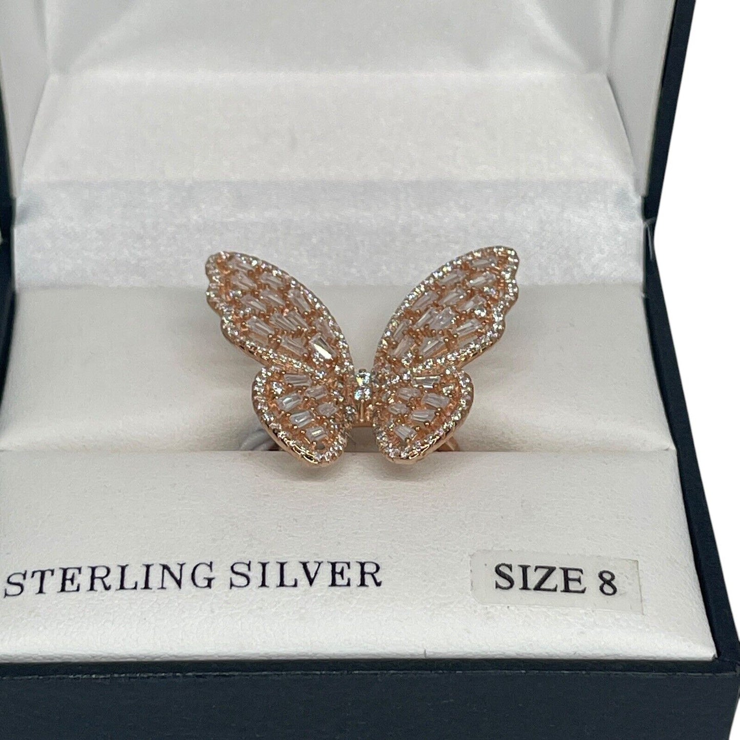 14K Vermeil CZ Butterfly Statement Ring (Sz 8) Stunning Chic Elegant Fashion NWT