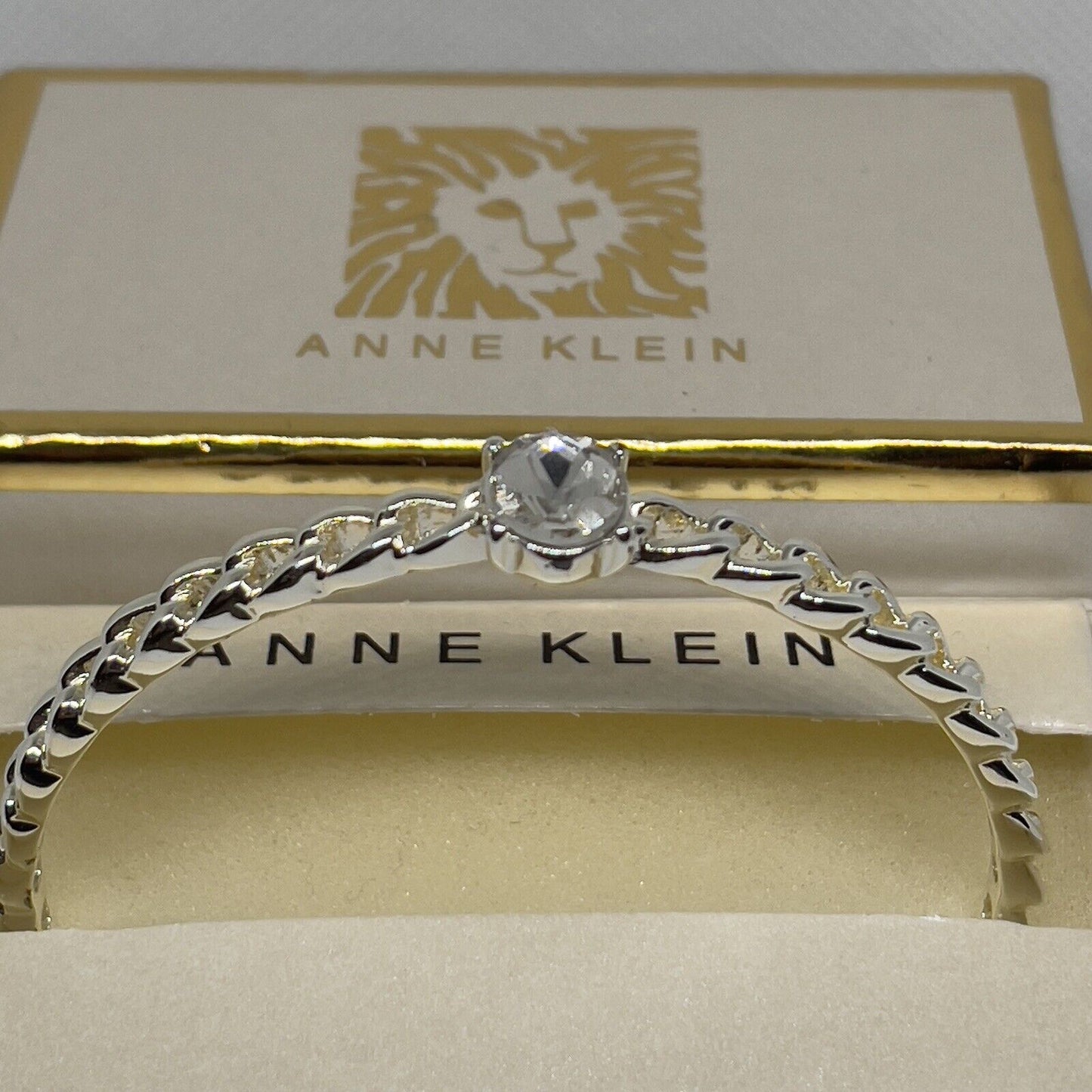 Anne Klein Silver Tone Crystal Chain Bangle Bracelet Chic Fashion Trendy Stylish