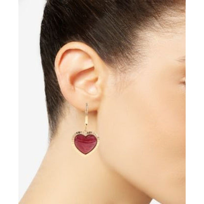 Gold Tone Double Heart Earrings Chic Fashion Stylish Trendy Stunning Shiny Vday