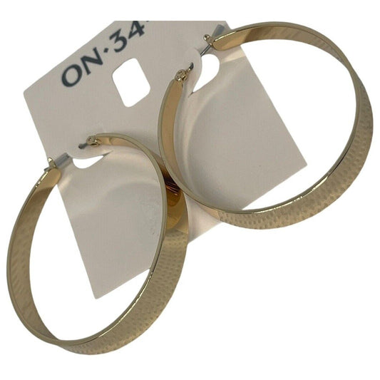 Gold Tone Oval Hoop Earrings Fashion Stylish Chic Trendy Cocktail Statement NWT