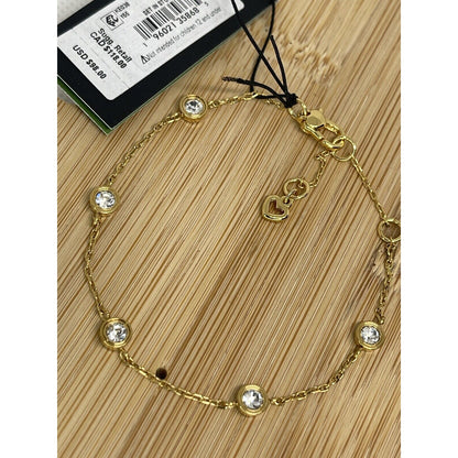 Kate Spade Gold Plated Crystal Station Bracelet CZ Chic Stunning Trendy Fashion