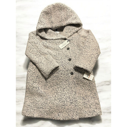 Cole Haan Signature Wool Asymmetrical Walker Coat (Sz 12) Gray Hooded Button NWT