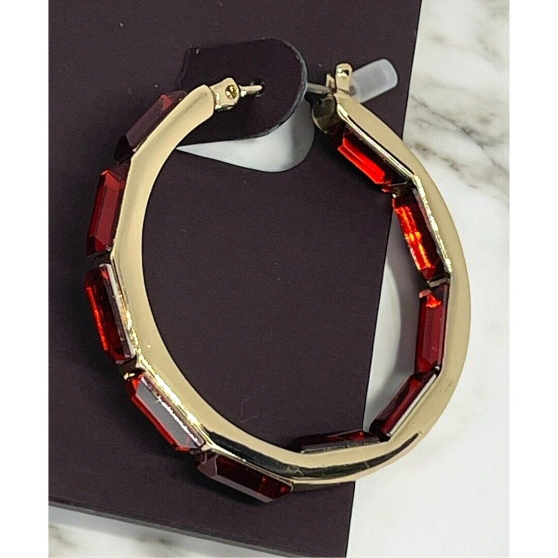 Anne Klein Gold Tone Crystal Hoop Earrings Elegant Fashion Style Chic Stunning