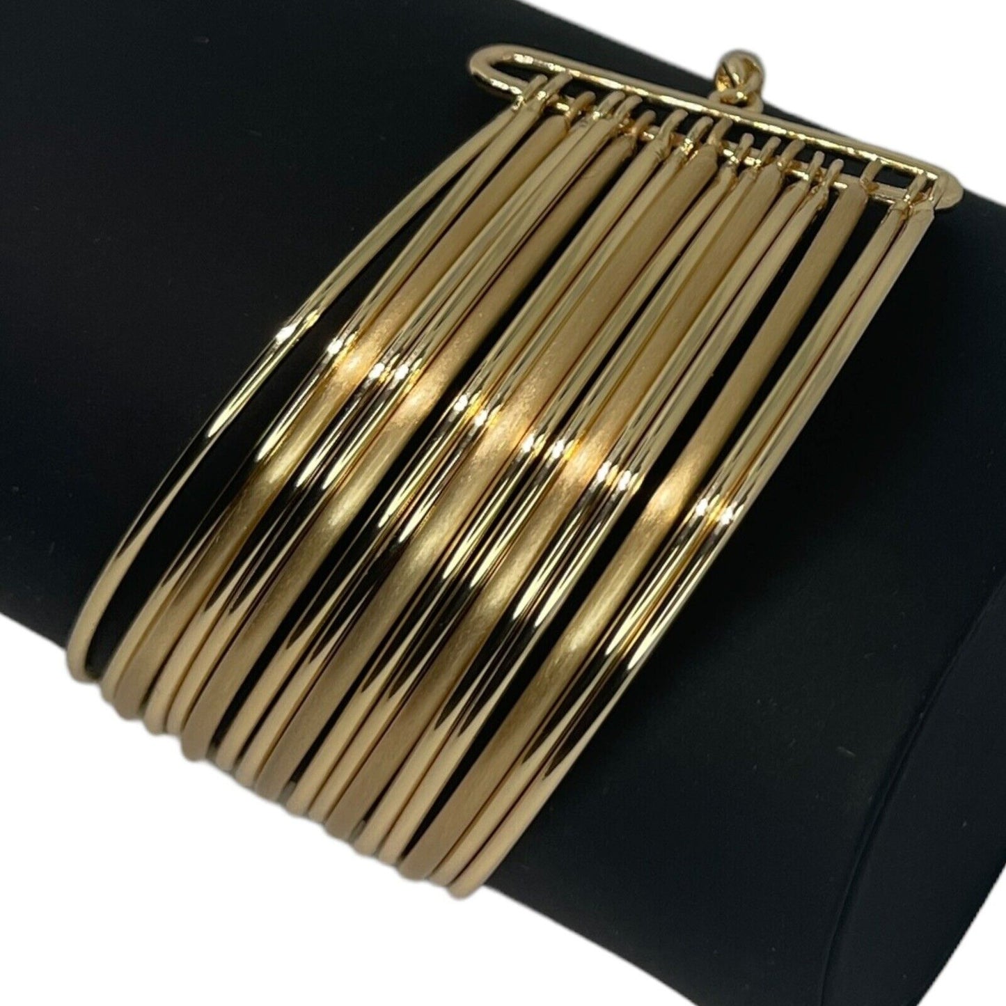 Gold Tone Cuff Slider Multi Row Bracelet Chic Fashion Cocktail Party Elegant NWT