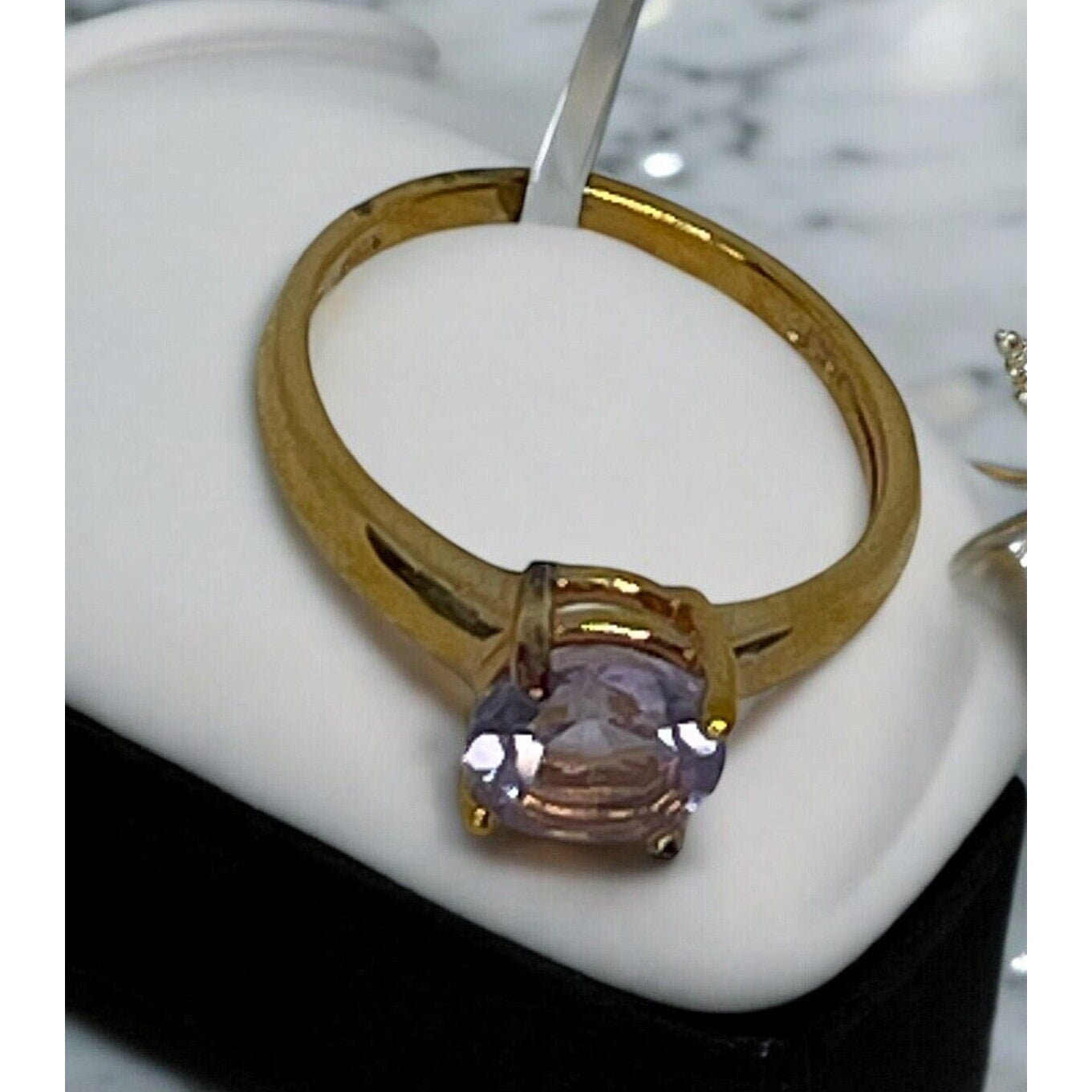 Victoria Townsend 18K Gold Vermeil Faux Amethyst Ring (Sz 6) Chic Trendy Stylish