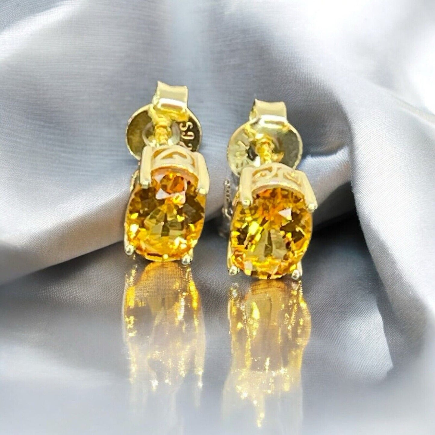 LUXY Gems Natural Citrine 18K Gold Vermeil Stud Earrings (1.4 ct.) Luxury Trendy