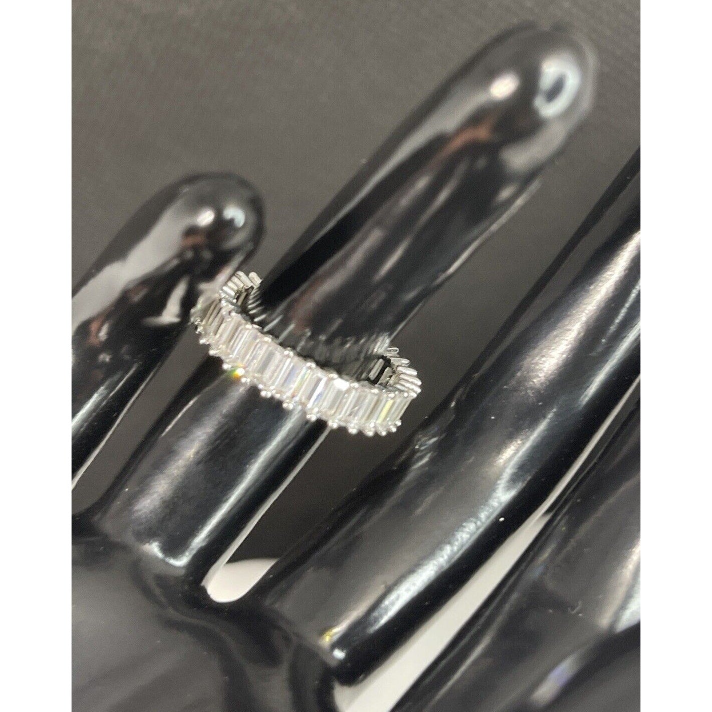 Silver Plated Baguette CZ Ring (Sz 7) Chic Stylish Trendy Fashion Stunning NWT