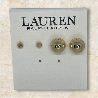 Ralph Lauren Gold Tone Ball Stud Earrings (2pc Set) Chic Elegant Trendy Fashion