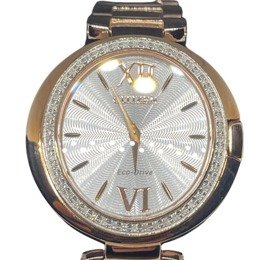 Citizen Diamond Accent Gold Tone Stainless Steel Bracelet Watch Eco Drive Luxury