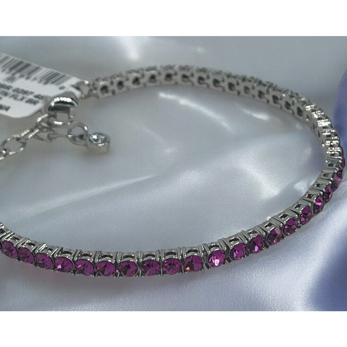 Silver Tone Crystal Flex Tennis Bracelet Fashion Stylish Trendy Shiny Chic NWT