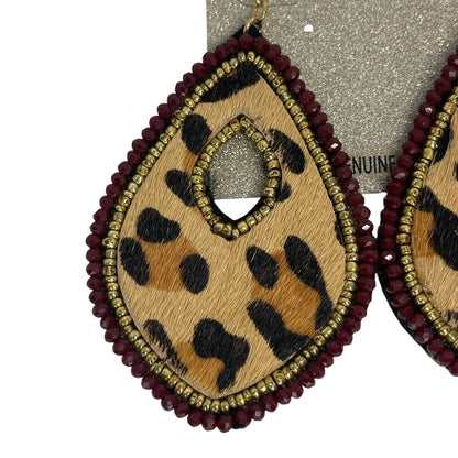 Natasha Gold Tone Animal Print Drop Earrings Chic Style Elegant Fashion Trendy