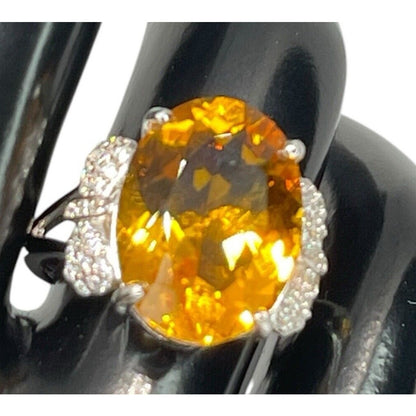 LUXY Gems Natural Citrine (10 cts) Sterling Silver Ring Luxury Fashion (Sz 6-10)