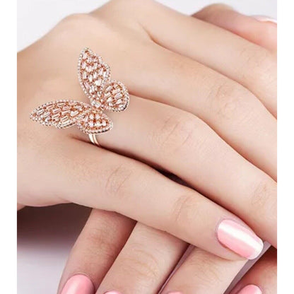 14K Vermeil CZ Butterfly Statement Ring (Sz 8) Stunning Chic Elegant Fashion NWT