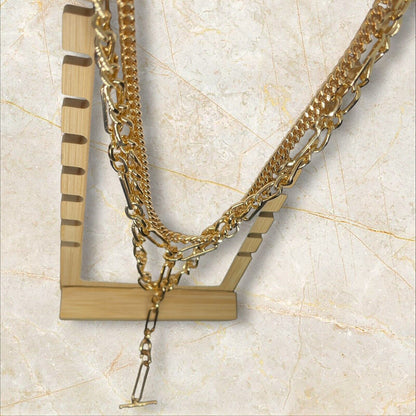 Gold Tone Layered Chain Drop Necklace Stylish Fashion Cocktail Party Chic New