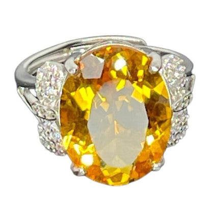 LUXY Gems Natural Citrine (10 cts) Sterling Silver Ring Luxury Fashion (Sz 6-10)