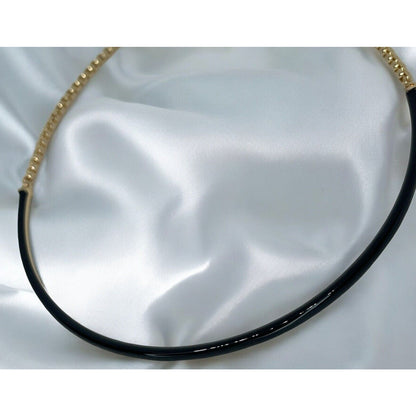 Gold Tone Enamel Chain Collar Necklace Choker Stylish Stunning Shiny Elegant NWT