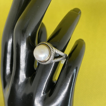 Peter Thomas Roth Sterling Silver Pearl (10mm) Ring 14K Gold (Sz 7) Luxury Chic