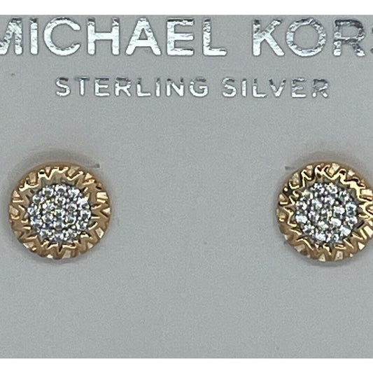 Michael Kors 14K Rose Gold Vermeil Crystal Hoop Earrings MK Logo Luxury Trendy