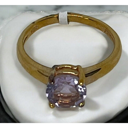 Victoria Townsend 18K Gold Vermeil Faux Amethyst Ring (Sz 6) Chic Trendy Stylish