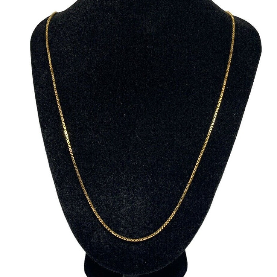 18K Gold Vermeil Box Chain Necklace 24” Dainty Chic Trendy Fashion Stylish NWT