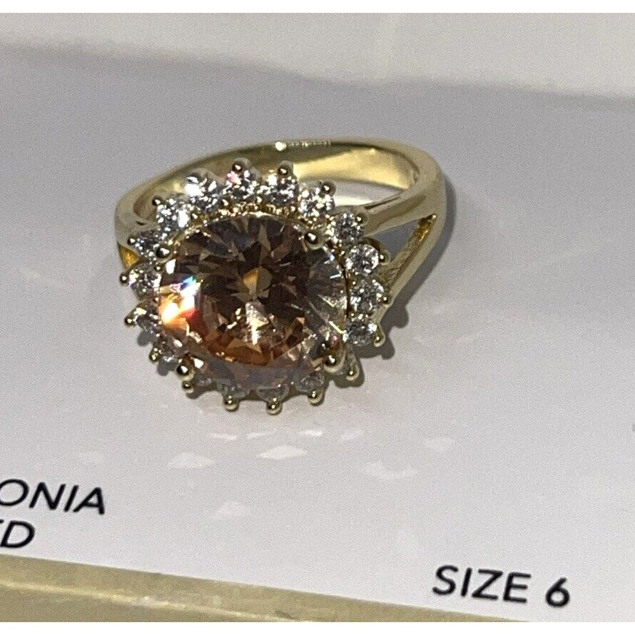 Gold Plated CZ Floral Ring Gold Plate (Sz 6) Stylish Fashion Trendy Elegant NWT