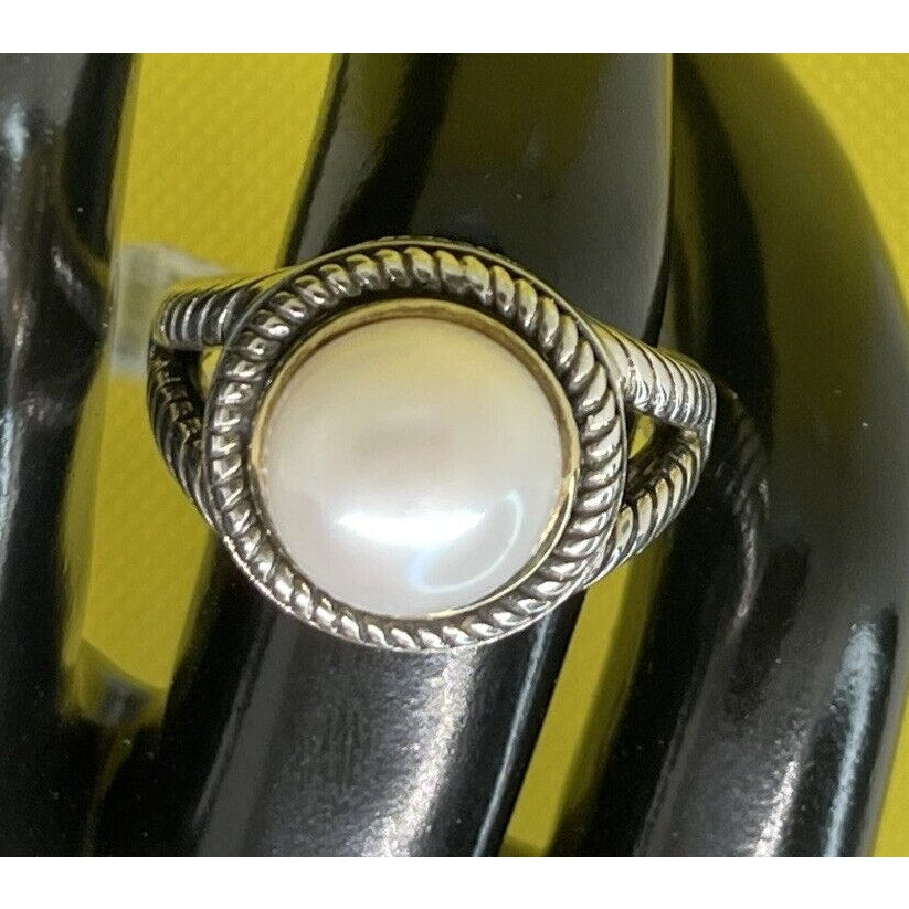 Peter Thomas Roth Sterling Silver Pearl (10mm) Ring 14K Gold (Sz 7) Luxury Chic