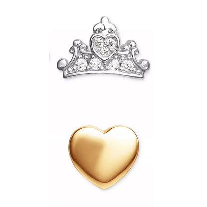 Disney 18K Gold Vermeil Princess Tiara Heart Earrings (2pc Set) Chic Style Vday