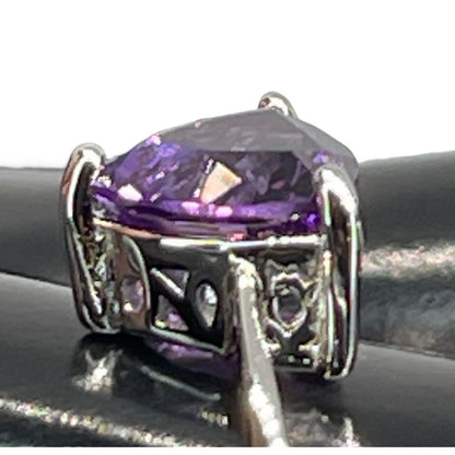 LUXY Gems Natural Amethyst Sterling Silver Ring (1 ct.) Luxury Fashion (Sz 7)