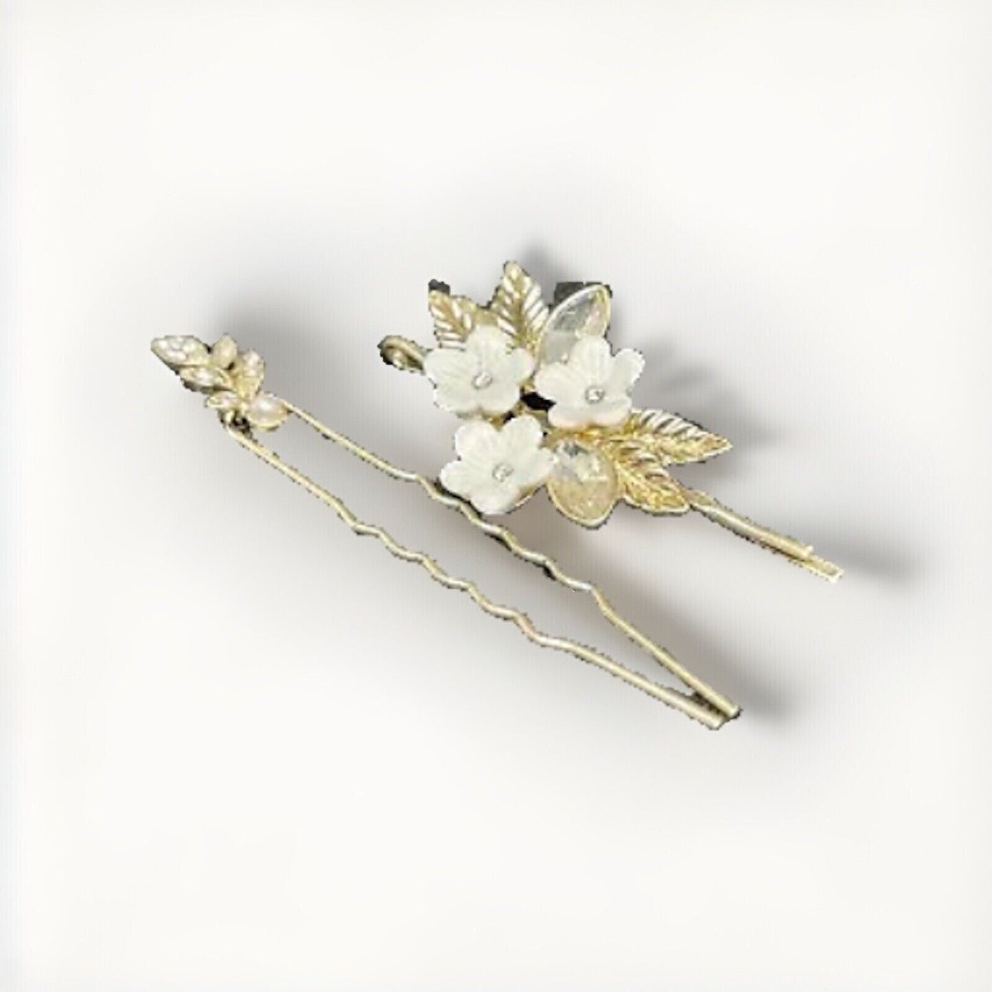 Lonna & Lilly Gold Tone Crystal Barette (2pc Set) Hair Clip Floral Trendy Style