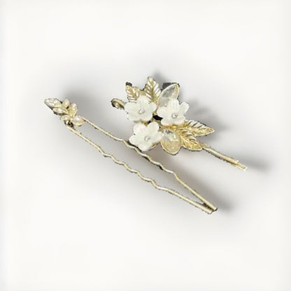 Lonna & Lilly Gold Tone Crystal Barette (2pc Set) Hair Clip Floral Trendy Style