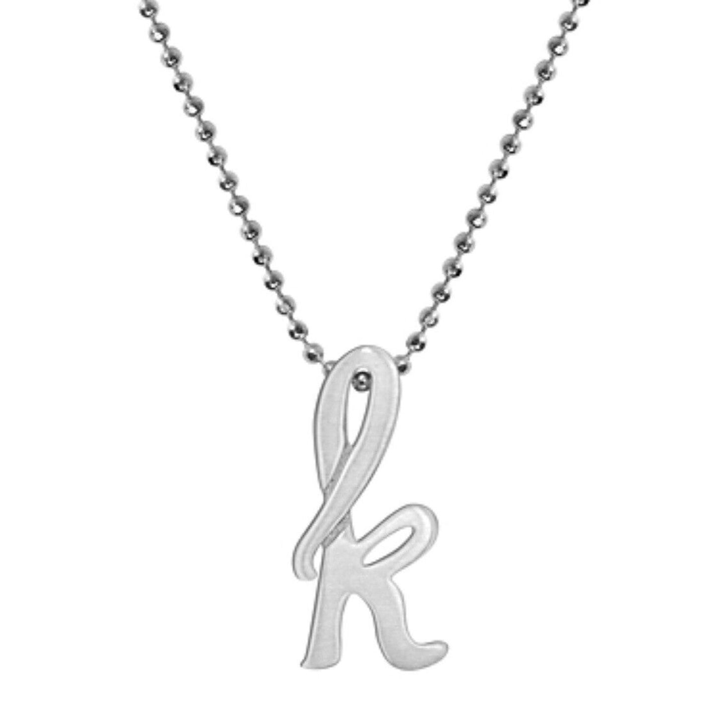 Alex Woo Sterling Silver ‘K’ Initial Pendant Necklace NY Designer Luxury Fashion