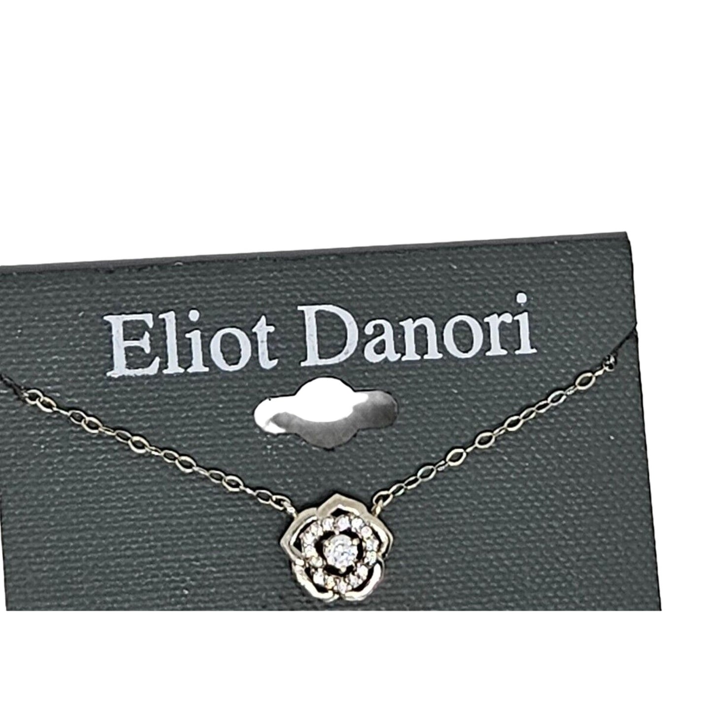 Eliot Danori Silver Tone CZ Flower Pendant Necklace Floral Trendy Stylish Dainty