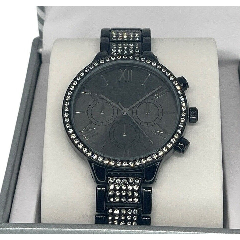 Black Tone Crystal Bracelet Watch Women's Stunning Style Trendy Fashion NWT Vday