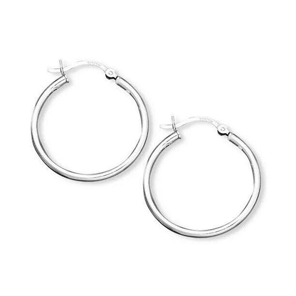 Sterling Silver Medium Hoop Earrings Chic Stylish Fashion Trendy Everyday Wear