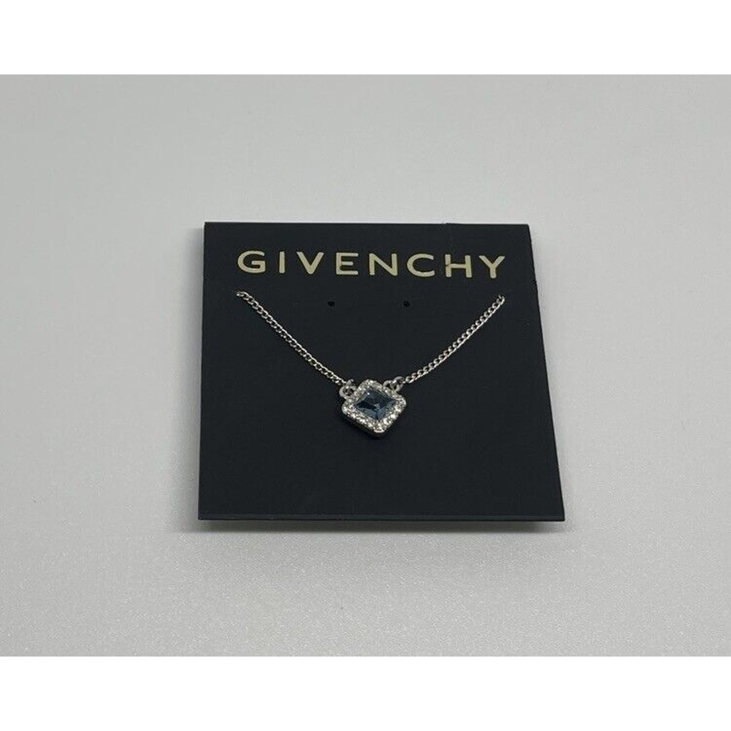 Givenchy Silver Plated CZ Necklace Luxury Chic Designer Fashion Style Trendy NWT