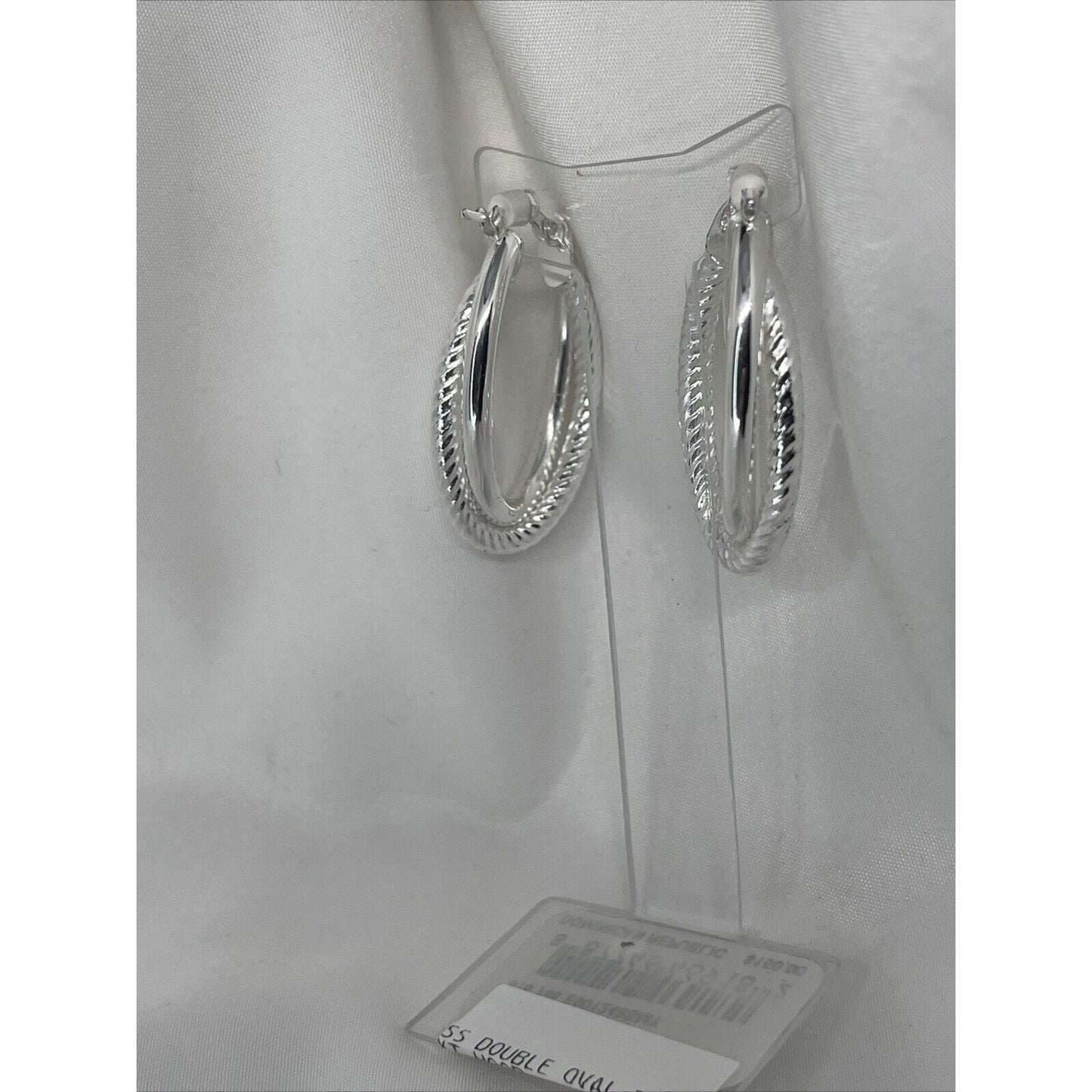 Sterling Silver Textured Twist Hoop Earrings Stunning Style Fashion Trendy Chic