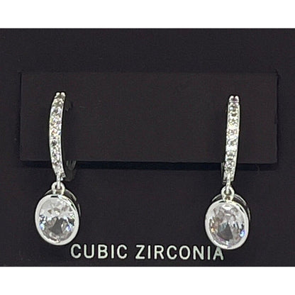 Anne Klein Silver Tone CZ Drop Earrings Fashion Chic Stylish Shiny Stunning NWT