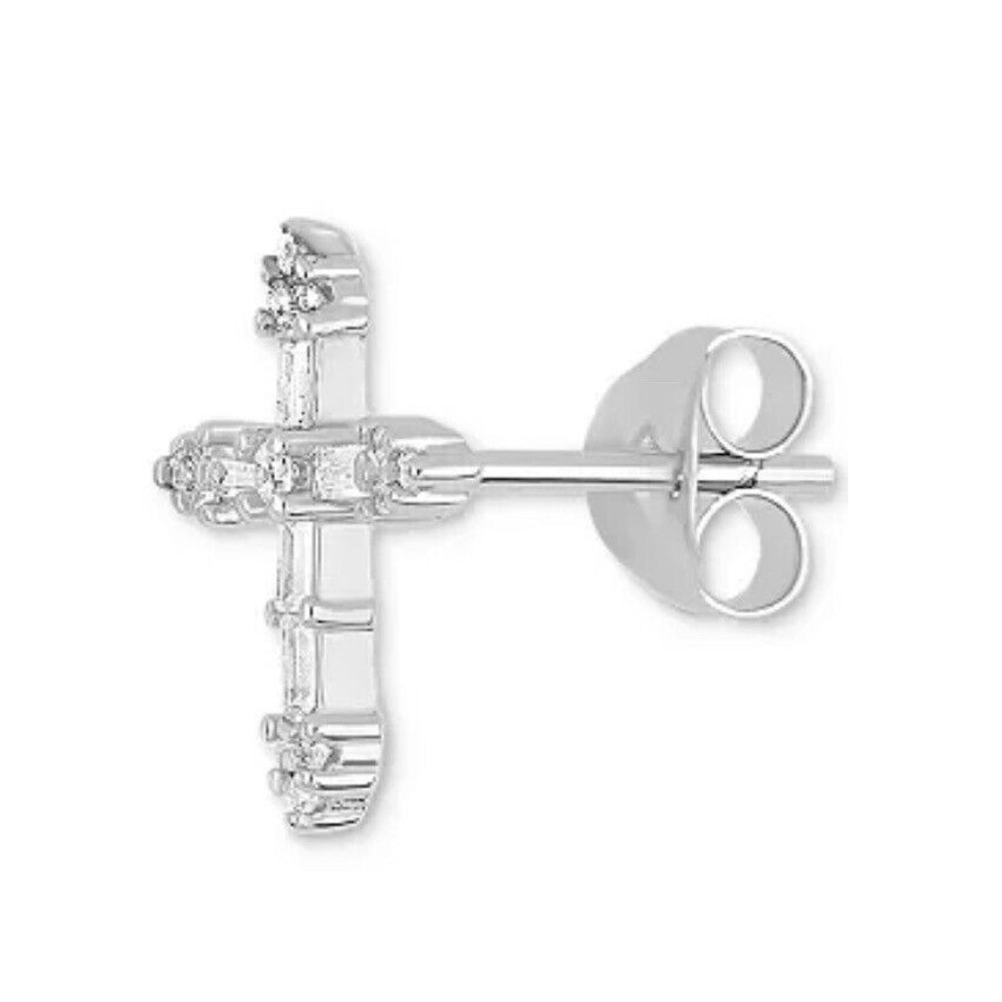 Sterling Silver CZ Cross Stud Earrings Faith Elegant Minimal Stylish Fashion NWT