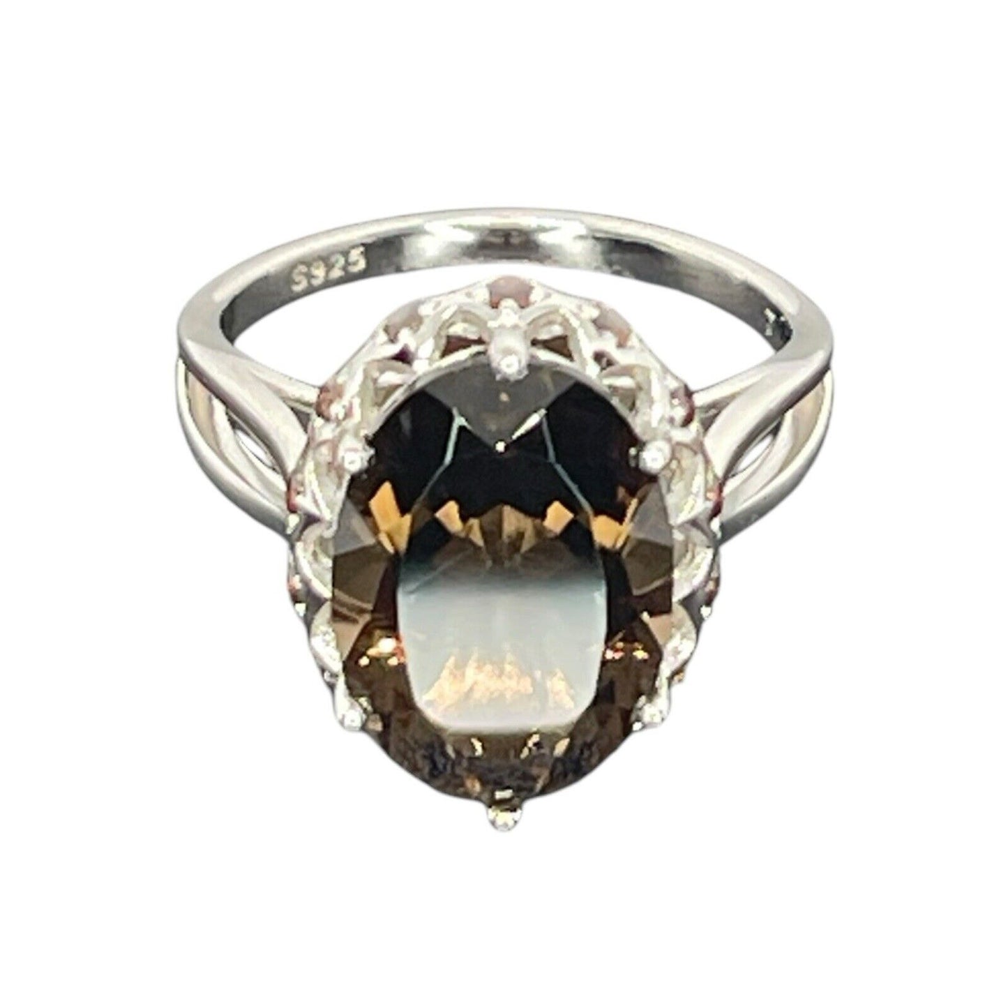 LUXY Gems Natural Smoky Quartz Sterling Silver Ring (5 ct) Luxury Fashion (Sz 7)