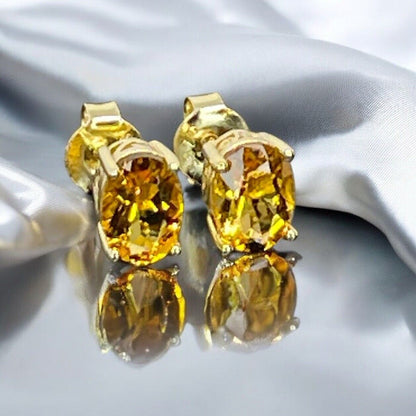 LUXY Gems Natural Citrine 18K Gold Vermeil Stud Earrings (1.4 ct.) Luxury Trendy