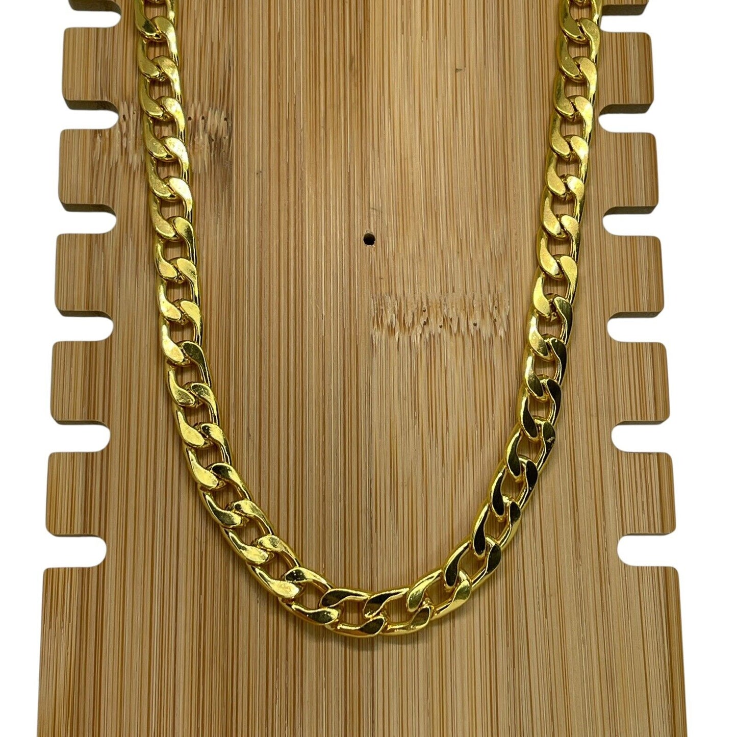 Thick Gold Plate Cuban Chain Necklace Mens 28” (8mm) Bling Flashy Everyday Wear